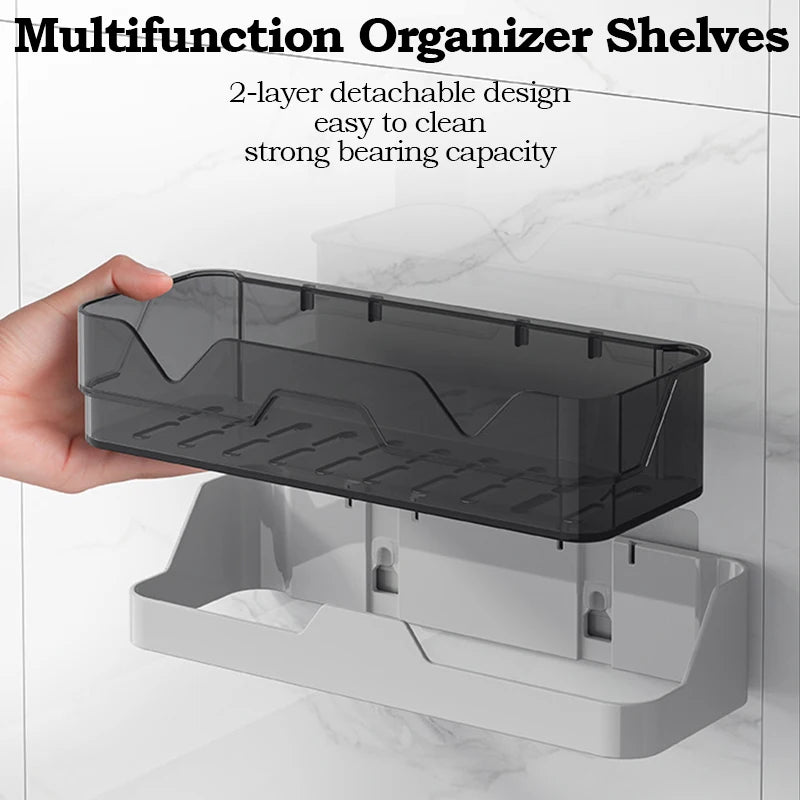 Bathroom Shelf WC Shampoo Holder Shower Shelves Wall Mount Kitchen Storage Basket Cosmetic Rack Home Organizer Bath Accessories