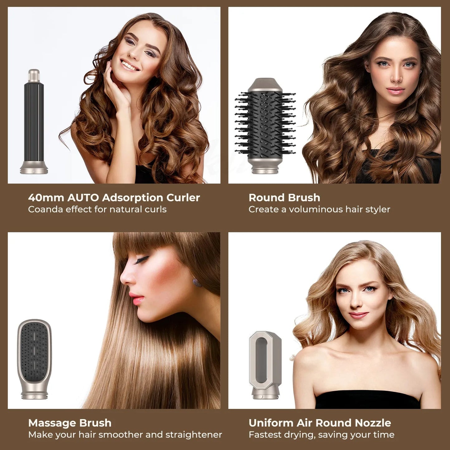 6 In 1 Hair Dryer Brush and Volumizer with Detachable Negative Ion - Alpha Omega Vitality