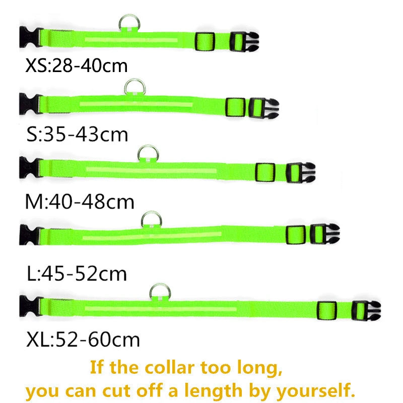 LED Glowing Dog Collars Rechargeable Waterproof Luminous Collar Adjustable Dog Night Light Collar Pet Dog Safety Necklace