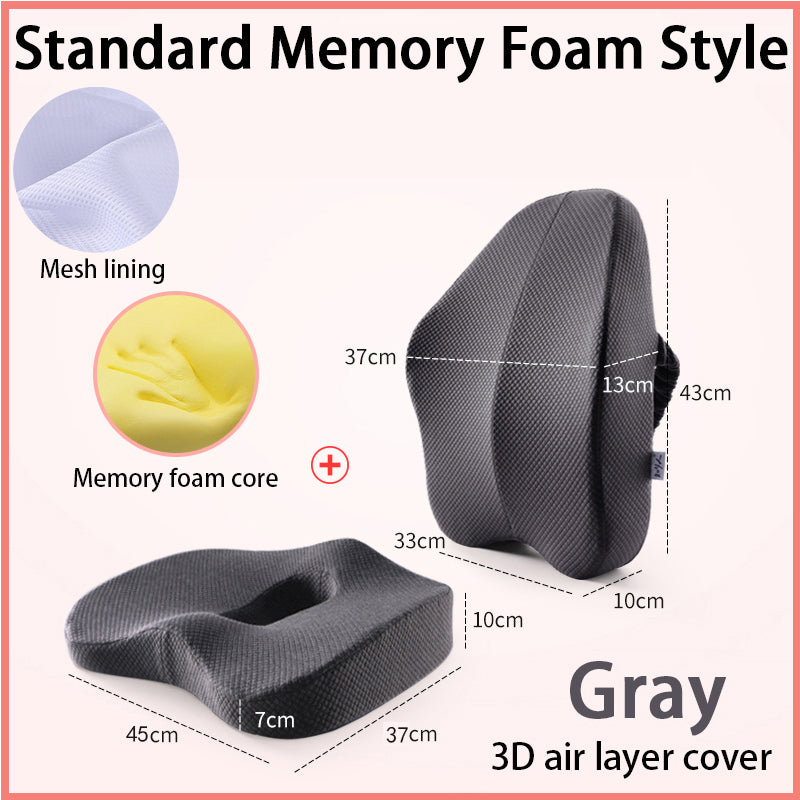 Memory Foam Seat Cushion with Back Support